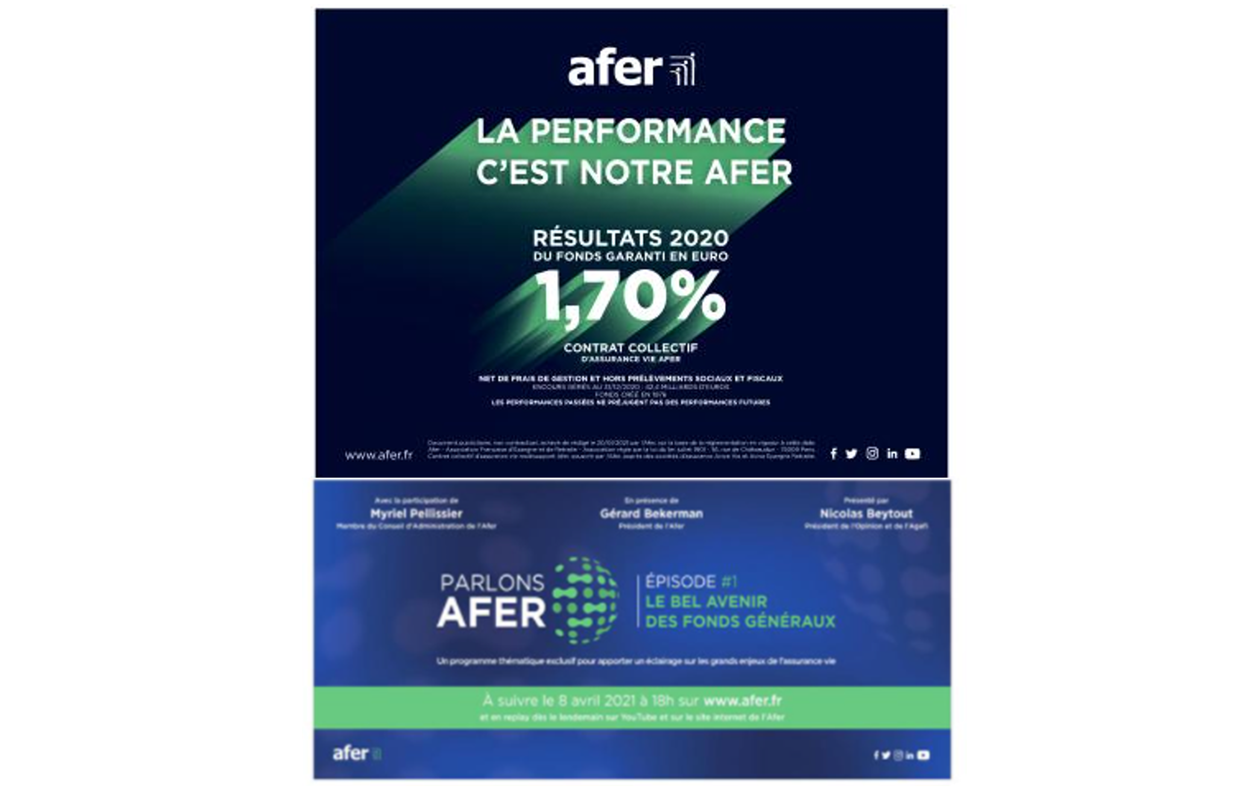 Afer : annonce du taux 2020 en janvier 2021
Opération de brand content au printemps 2021